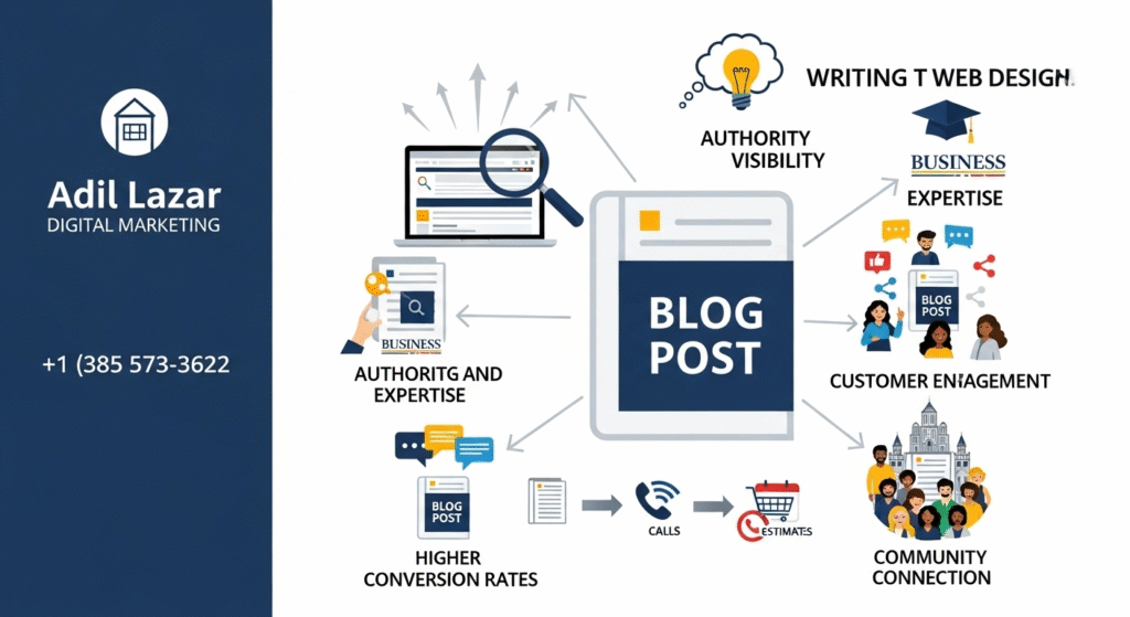 Team planning web design blog ideas for local businesses at AdilLazar Digital Marketing Agency